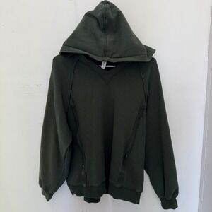 Move Mama Luxe Nursing Lounge Hoodie Olive Green Small Hidden Zippers S